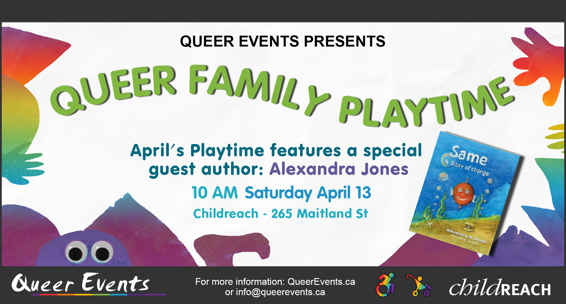 QueerEvents.ca - London event listing - Queer family playtime - april banner