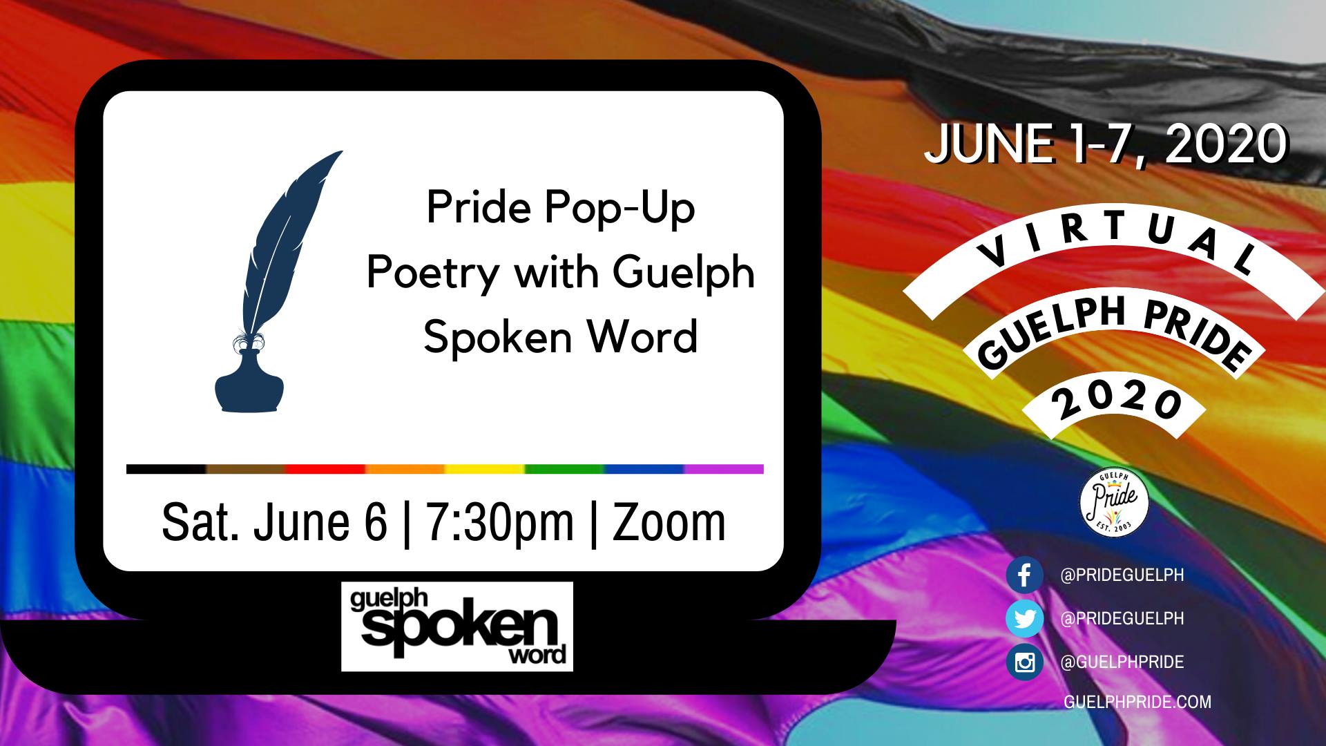 QueerEvents.ca - guelph virtual pride 2020 - pride pop up guelph spoken word