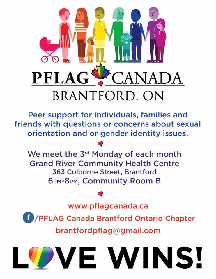 QueerEvents.ca - Brantford Community resrouce listing - PFLAG Brantford Chapter